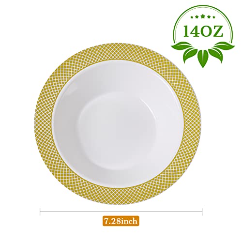 Jolly Chef 100 Disposable Plastic Bowls 12Oz Premium Heavy Duty Disposable Dinner Bowls Reusable And Great For Parties Or Weddings #TOP2