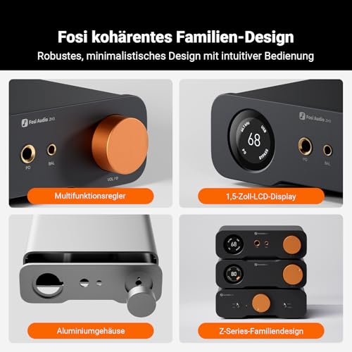 Fosi Audio ZH3 Full Balanced HiFi Vorverstärker, DAC Kopfhörerverstärker mit AKM4493SEQ XMOS XU316 PCM 768kHz für Verstärker, USB/Optical/COAX/RCA/12V Trigger Eingang, XLR/RCA/4.4mm/6.35mm Ausgang