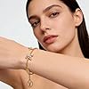 Designer Inspired Jewelry Gold Designer Bracelets For Women,18k Gold Adjustable Link Bracelet with Sparkling Double Letter Charm, Luxury Chain Bracelet with diamond For Dainty Party Birthday Gift #3