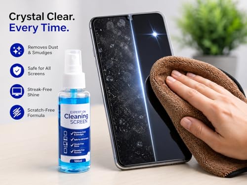 Image of Ranz Screen Cleaning Kit for Laptop, Mobile, TV & Monitor | 3-in-1 Kit with 100ml Spray, 400 GSM Dual-Sided Microfiber Cloth & Brush | Streak-Free, Alcohol-Free LCD LED Screen Cleaner