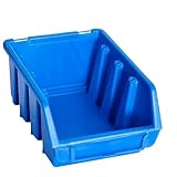 20er Stapelboxen Set, Werkstatt Garage Sichtlagerboxen mit Etikettenhalter 11.6 x 16.1 x 7.5 cm Lagerboxen Sichtlagerkästen Kleinteile Aufbewahrung Stapelbox Kunststoff Blau