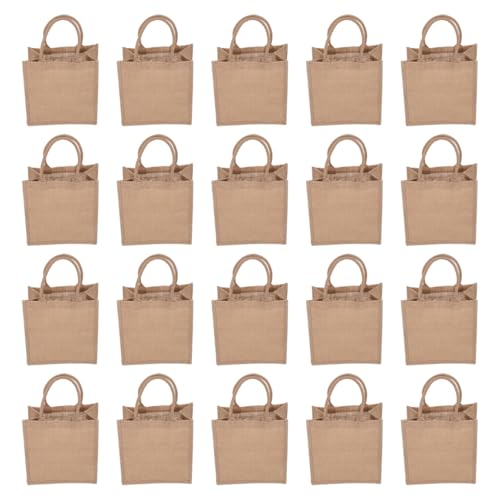 Sacs cabas en toile de jute OUNONA | Lot de 20 grand format avec poignées