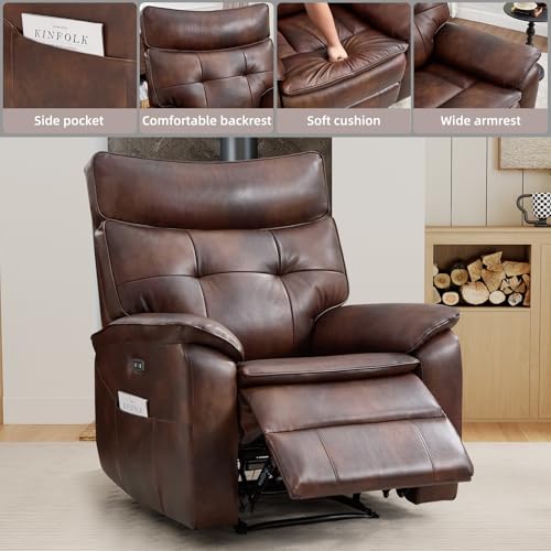 CANMOV Genuine Leather Power Recliner