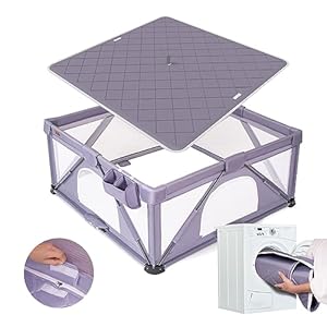Foldable baby playpen itilike large playard with detachable thicken mat playpen for babies and toddlers with storage bag play pens with gate indoor outdoor portable play yard sturdy baby fence  urban country home decor