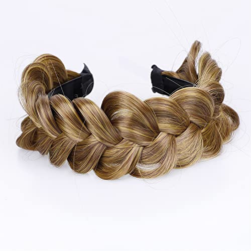 vowyore Braided Headband Braided hair hoop Classic Messy Wide Hair Chunky Plaited Synthetic Braids Hairpiece Girl WomenBeauty Accessory