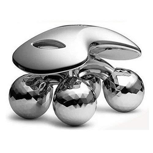 Mini Roller Massager for Face, Body Massagers 4 Metal Wheels Massage Instrument Beauty Tool for Massager (Silver)-image-37