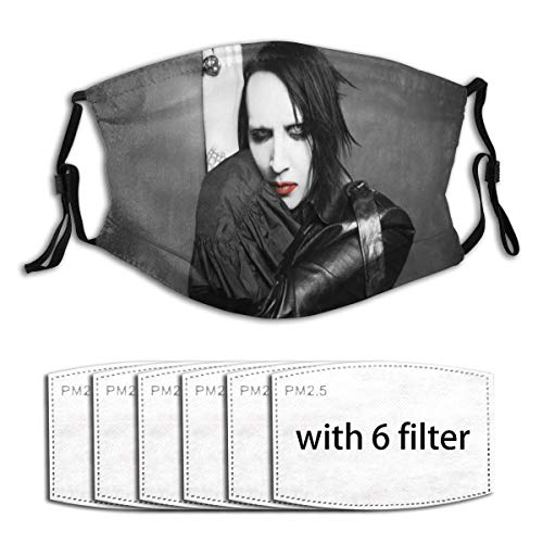 Twodances Unisex Printed Balaclava Scarf Marilyn Manson Art Face Mask Bandana with 6 Filter