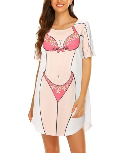 Ekouaer Bikini Cover up T-Shirt Lady's Fun Wear PAT3 XL