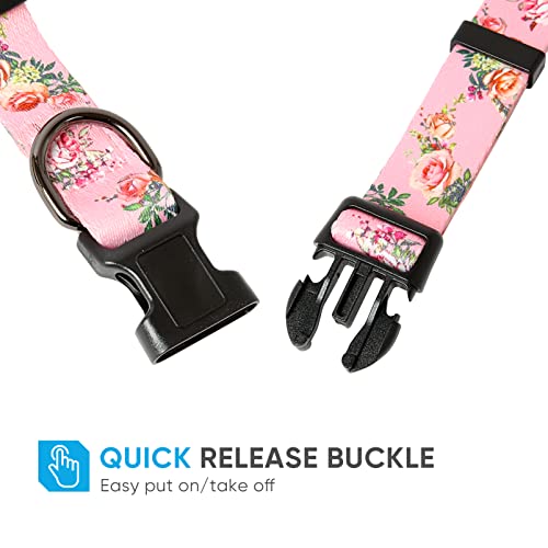 HEELE Hundehalsband, Hunde Halsband für Welpen Kleine Mittlere Große Hunde, Gemustertes Hundehalsbänder Verstellbares, Komfort, Robustem HundeHalsband, Rosa, M