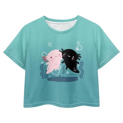 Image of Cute Crop Tops for Girls Short Sleeve Summer T Shirts Fashion Graphic Tees Crew Neck Pullover Tee 5-14 Years