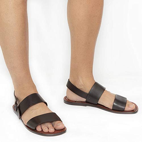 Handmade Mens Sandals in Dark Brown Leather Made in Italy2