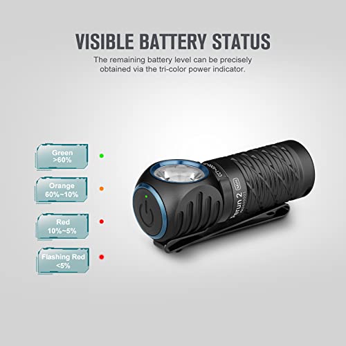 Foto von OLIGHT Perun 2 Mini LED Stirnlampe 1100 Lumen 150 Meter, USB Wiederaufladbare EDC Taschenlampe mit Rotlicht, 5 Lichtmodi Wasserdichte Kopflamp mit Stirnband für Campen, Notfälle Schwarz