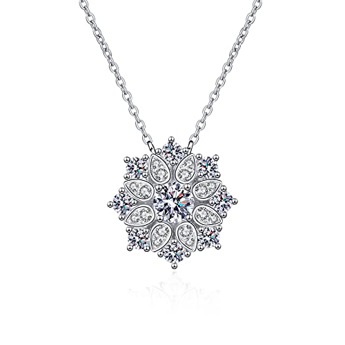 Collier Moissanite 0,5 Carat en Argent Sterling Pendentif Tournesol pour Femme