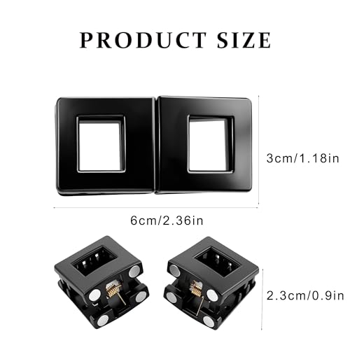Image of 2 Pcs Hair Clutchers for Women, Magnetic Hair Clip, 2-in-1 Section Clips for Hair Styling, Daily Use and Professional Salon Clutcher Hair Accessories, Black Brown Print Hair Claw Clips (Rectangular Brown Leopard Print and Black)