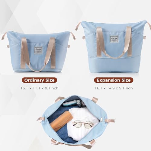 Image of 24 Inch Checked Suitcase with TSA Lock Travel Duffel Bag Wet-Dry Toiletry Bag, Blue