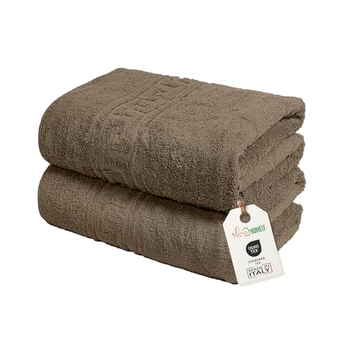 nice homeit Lot de 2 Grandes Serviettes de Bain 100 x 150 cm – Extra Large Serviette de Bain en 100% Coton Fil à Anneau – Extra Doux et Absorbant. Fabriqué en...