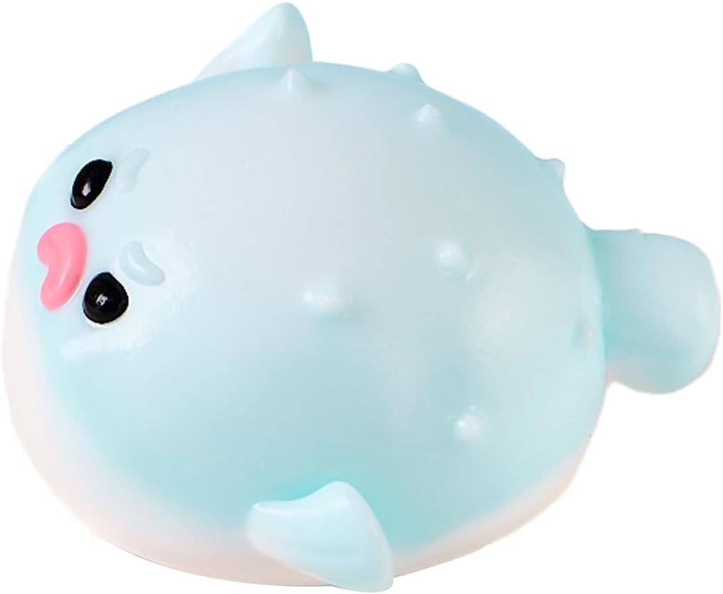 Cute Pufferfish Taba Squishy for Adults – Stress Relief, Soft Silicone Squeeze for Women, Men, Adults (Blue)