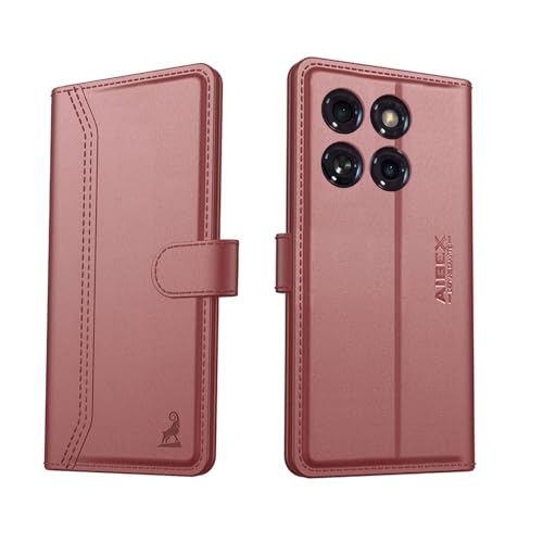 Image of AIBEX Compatible for Motorola Edge 60 Pro 5G Flip Cover Leather Finish with Magnatic Closure | Inside TPU with Card Pockets | Wallet Stand | Complete Protection Flip Case -Brown