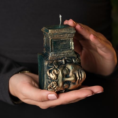 Handcrafted-Medusa-Candle-Set-Greek-Mythology-Inspired-Home-Decor-3-Piece-Candle-Collection-with-Ancient-Medusa-Head-Sculptures-Perfect-for-Living-Room