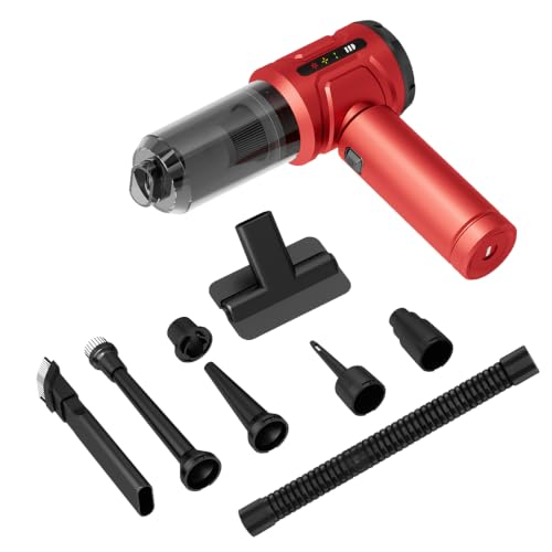 Image of pTron NeoVac X Cordless Vacuum Cleaner for Car /Home Use, 20kPA Powerful Suction, 3 Speed Suction, 130W BLDC Motor, Vacuum /Blower, Washable HEPA Filter, Handheld Design, Type C Charging (Racing Red)