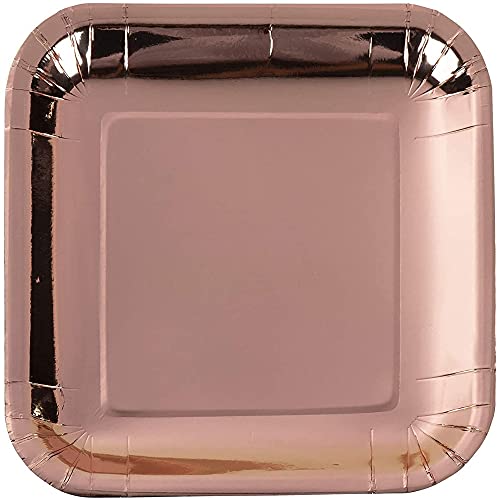 Juvale Disposable Plates - 48-Pack Square Paper Plates Party Supplies For Appetizer, Lunch, Dinner, And Dessert, Birthday Party, Metallic Rose Gold Foil, 7 X 7 Inches #TOP6