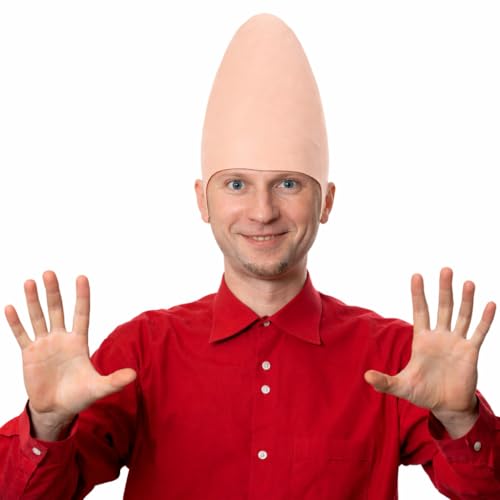 Clovilet Halloween Alien Wig Cone Bald Head Hairless Fake Skull Cone Hat Conehead Wig Cap Egg Shaped Eggs for Halloween Movie Cosplay Party Adult Men Women Dress Up Outfit