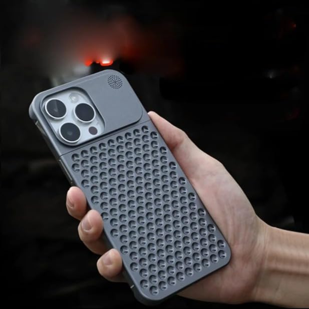 Image of Back Cover Case for iPhone 14 Shockproof Protective Aero Mesh Metallic Hybrid Case(Grey)