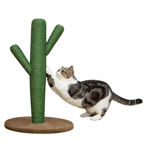 Yangbaga Cat Scratching Post Cat Activity Tree with Catnip and Covered with Sisal Rope for Cat Scratching 22.4in Cat Tower and Bed for Adult Cats