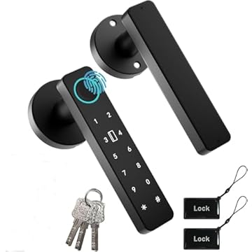 Fechadura Eletronica-Fechadura Digital Biométrica,com Biometria, Cartão de Acesso, Senha Numérica ou Chave Mecânica, para Quarto, Casa, Hotel, Escritório e Apartamento (Preto)