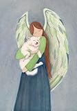 Lynch American Eskimo Dog with Angel Folk Art Print