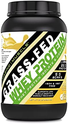 Amazing Muscle Grass FED Whey Protein 2 Lbs (Non-GMO, Gluten Free) -Made with Natural Sweetener and Flavor - rBGH & RBST Free -Supports Energy Production & Muscle Growth* (Banana)