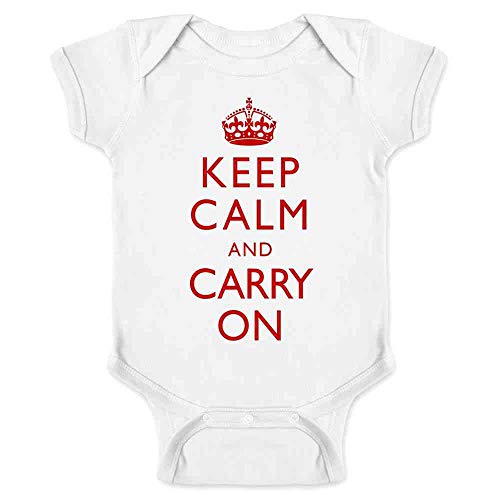 Pop Threads Keep Calm And Carry On Motivational Retro Vintage Infant Baby Boy Girl Bodysuit