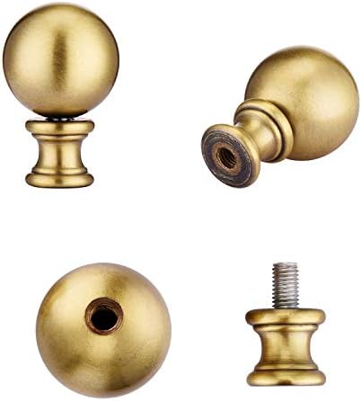 Canomo 2 Packs Metal Ball Lamp Finials Convertible Lamp Decoration Topper Risers for Lamp Shade, 1.85 Inch, Antique Brass