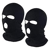 Pasamontañas Negro, Sotocasco, Pasamontañas Moto, 2 Piezas Balaclava, 3 Agujeros Máscara de Invierno a Prueba de Viento de Punto cálido Máscara de esquí para Hombres y Mujeres