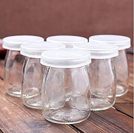 Image of Glass Food Storage Containers with Airtight Bamboo Lid, Coffee Storage Jars for Home Kitchen, Pantry Tea, Spices, Snack (PUDDING JAR SET OF 6, 100 ML)