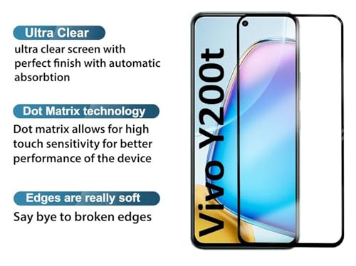 Image of 100FIT Tempered Glass For Vivo Y200T, Vivo Y58 5G With Full Glue Edge To Edge Coverage And Easy Installation Kit