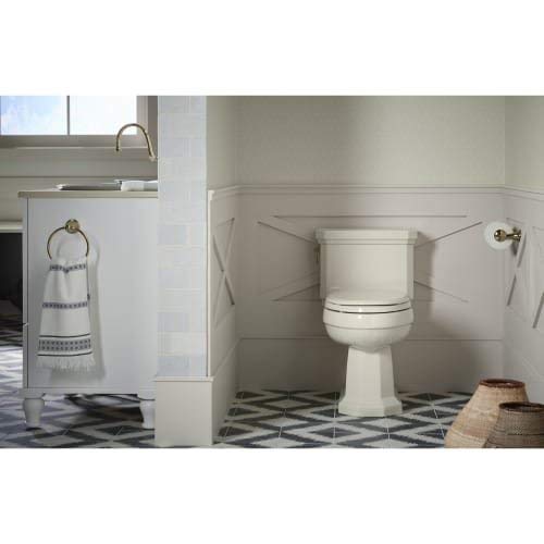 Kohler K-3940-96 Kathryn Comfort Height Elongated One-Piece 1.28 Gpf Toilet With Aqua Piston Flush Technology, Concealed Trapway And Left-Hand Trip Lever, Biscuit,2-1/8" #TOP1