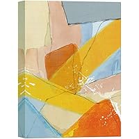 SIGNWIN Canvas Wall Art Baby Blue, Orange, Pale Yellow and Grey Color Blocks Abstract Brushstroke Oil Painting Minimalism Modern Closeup Expressive for Living Room, Bedroom, Office - 12x18 inches