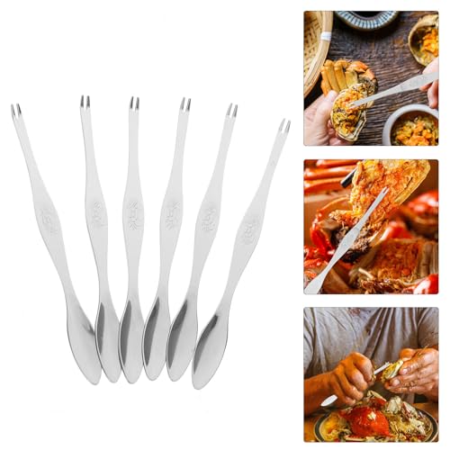 HEMOTON 304 Stainless Steel Crab Tool 6Pcs Seafood Fork Picks for Eating Crab Lobster Shellfish at Home and Restaurant - Image 4