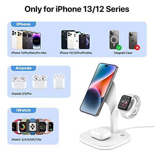 Magnetic Charging Station, Wireless Charger Dock For Apple Series Iphone 14/13/12/Mini/Max/Pro, 15W Max 3 In 1 Mag-Safe Charger Stand For Airpods And Apple Iwatch. #TOP3