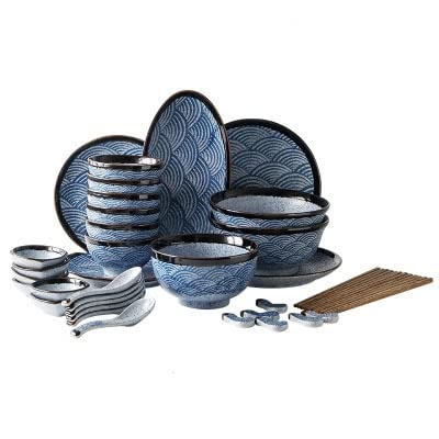 LINPM 2/4/6 Person Japanese Dinner Set Ceramic Restaurant Bowl Dish Hotelware Products Plates