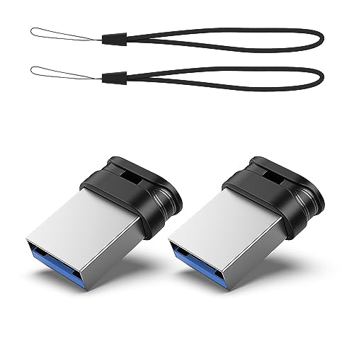 Image of RAOYI 2 Pack 64GB USB 3.0 Flash Drive, Mini Fit USB Stick Ultra Slim Thumb Drive Jump Drive Zip Drive Pen Drive with Lanyard-Black