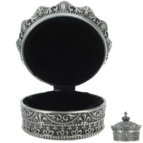 JECOMPRIS Boîte à Bijoux en Métal Gaufré de Couronne Organisateur Créatif pour Femmes Étui à Bagues Délicat Compact et Portable Coffret Rangement Bijoux pour Maison et Voyage
