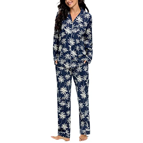 Image of Tugege Pajamas Set Long Sleeve Sleepwear Womens Button Down Nightwear Pj Sets