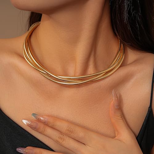 Chunky Gold Necklace for Women - Non Tarnish Statement Chunky Necklaces Thick Gold Choker Necklaces for Women Trendy Jewelry Gifts4