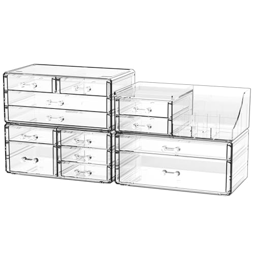 Cq acrylic Clear Make up Organizers for Vanity,Skincare Organizer With