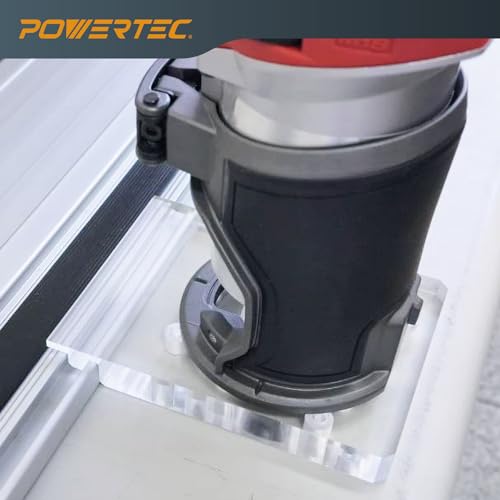 Image of POWERTEC 72210 110 inch Track Saw Guide Rail Joining Set for Milwaukee Track Saws Includes 2x55 Guide Rails with Connectors, and Guide Rail Adapter for Fixed Base DeWalt, Makita & Milwaukee Trim Routers