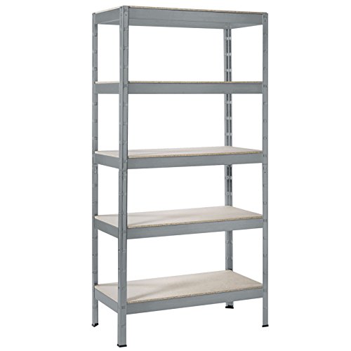 SCHULTE Regalwelt Schwerlastregal mit 5 Holzböden, 180x90x45 cm (HxBxT), Traglast pro Ebene 200 kg, Lagerregal, Kellerregal, Werkstattregal, Steckregal