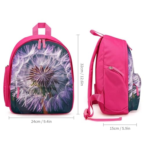 Botany Dandelion Purple Backpack for Men Women, Durable Small Bookbag Lightweight Daypack for Travel, Hiking, Pink-style2