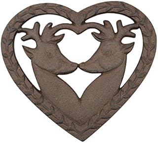 Antique Brown Cast Iron Table Top Heart Trivet Pan Rest Stand (AM68)